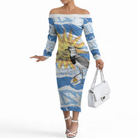 Custom Uruguay Rugby 2026 Off The Shoulder Long Sleeve Dress Sun Of May and Lapwing