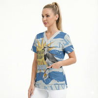 Custom Uruguay Rugby 2026 Scrub Top Sun Of May and Lapwing