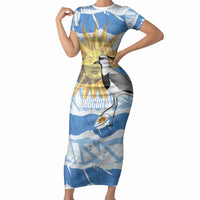 Custom Uruguay Rugby 2026 Short Sleeve Bodycon Dress Sun Of May and Lapwing