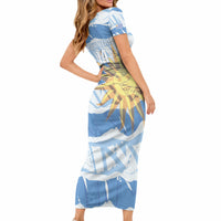 Custom Uruguay Rugby 2026 Short Sleeve Bodycon Dress Sun Of May and Lapwing