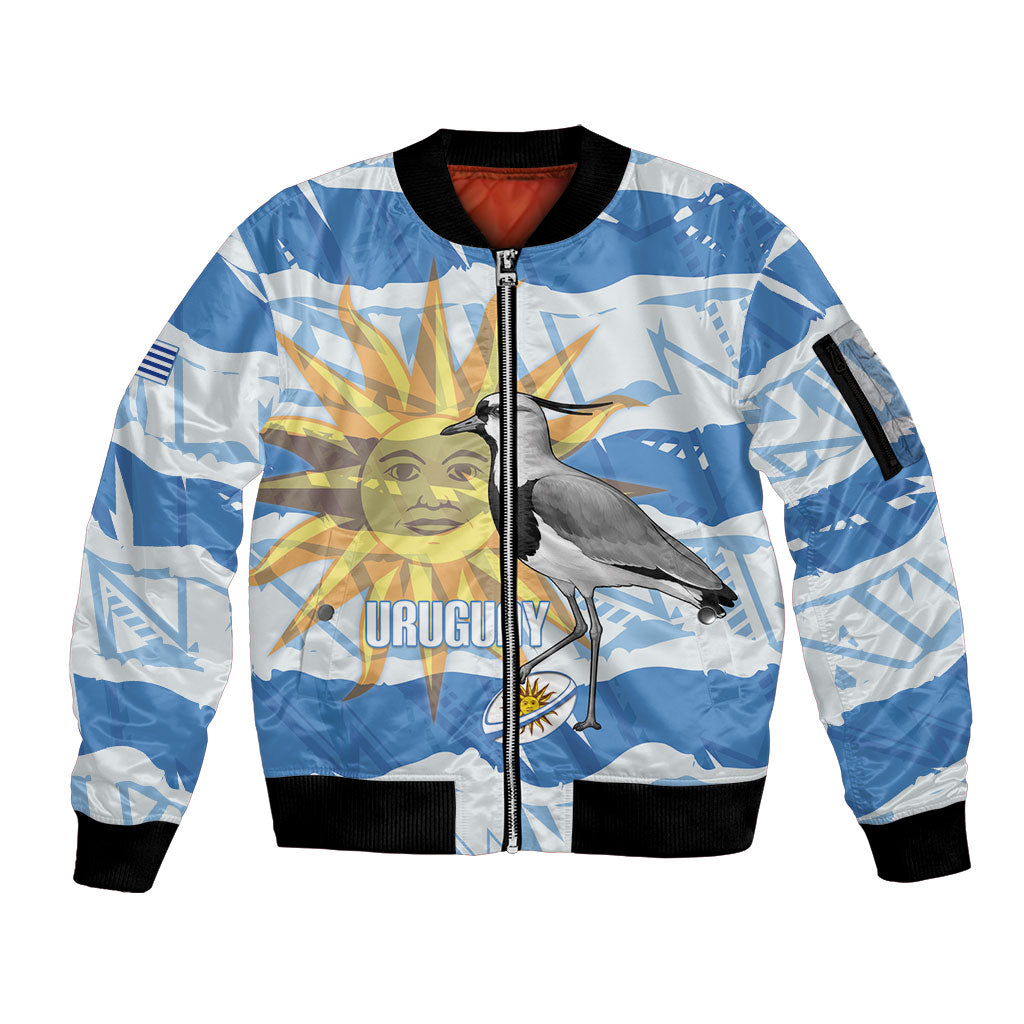 Custom Uruguay Rugby 2026 Sleeve Zip Bomber Jacket Sun Of May and Lapwing