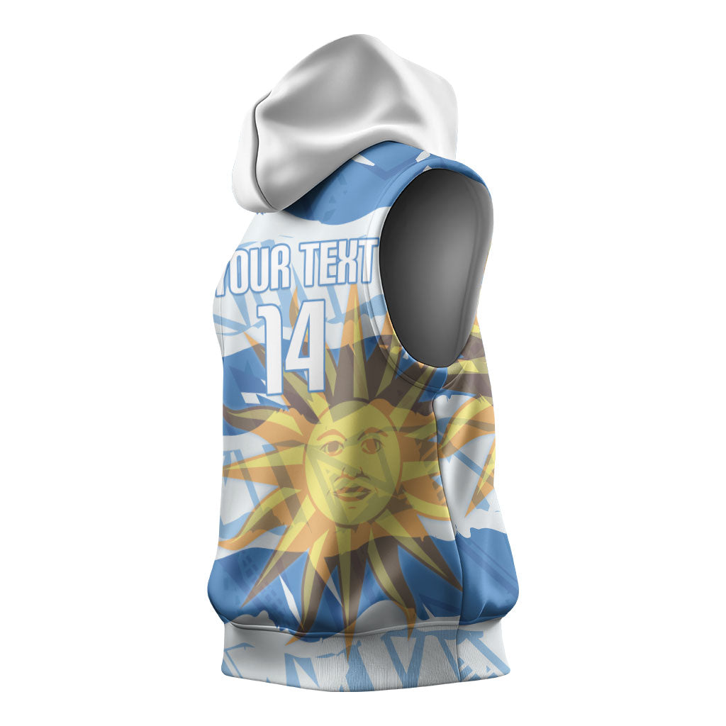 Custom Uruguay Rugby 2026 Sleeveless Hoodie Sun Of May and Lapwing