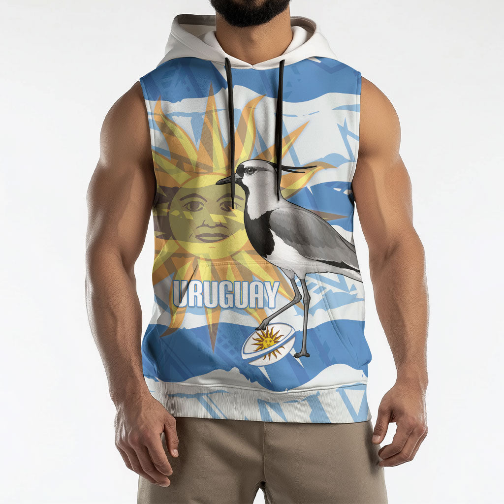 Custom Uruguay Rugby 2026 Sleeveless Hoodie Sun Of May and Lapwing