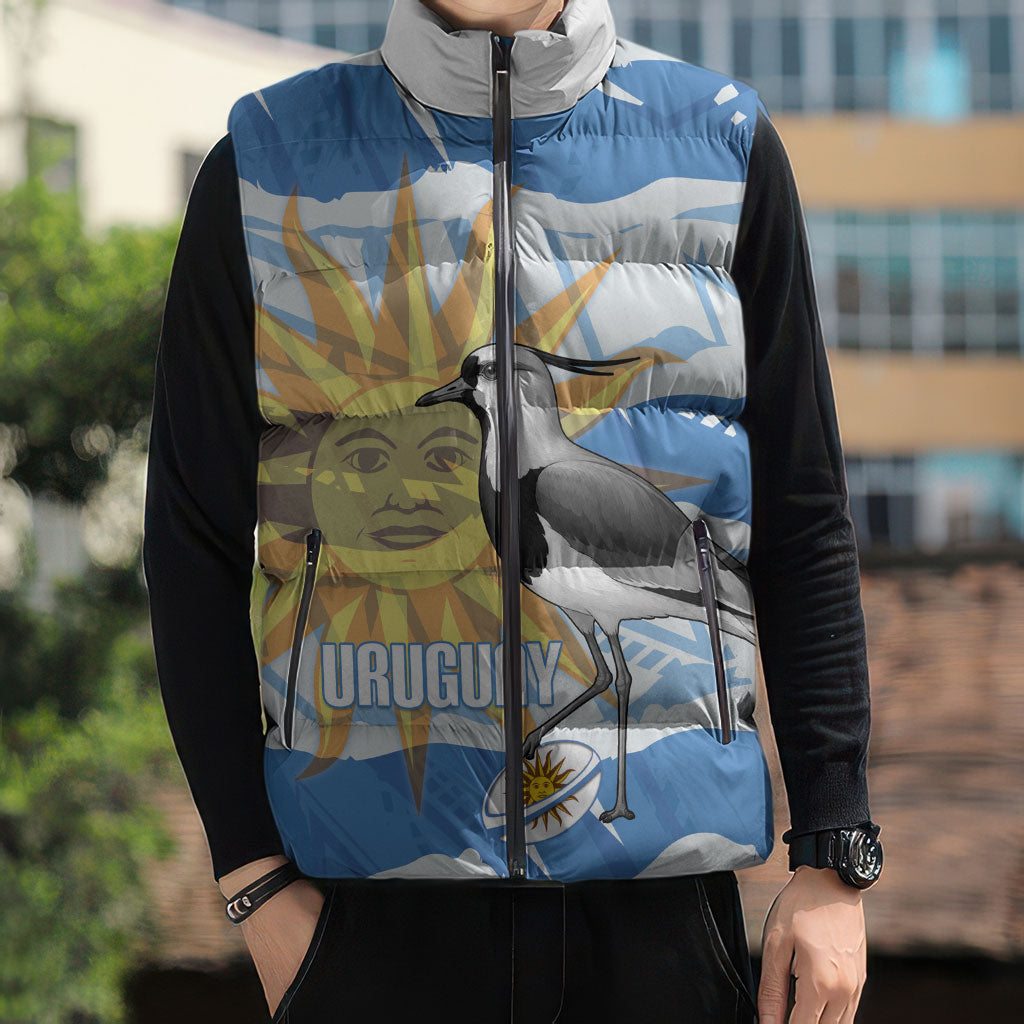 Custom Uruguay Rugby 2026 Sleeveless Puffer Jacket Sun Of May and Lapwing