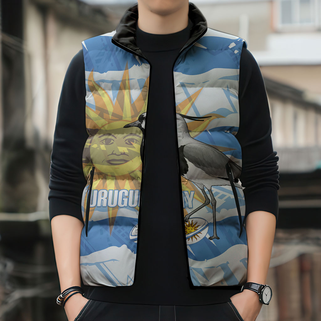 Custom Uruguay Rugby 2026 Sleeveless Puffer Jacket Sun Of May and Lapwing