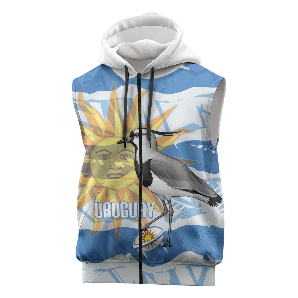 Custom Uruguay Rugby 2026 Sleeveless Zip Hoodie Sun Of May and Lapwing