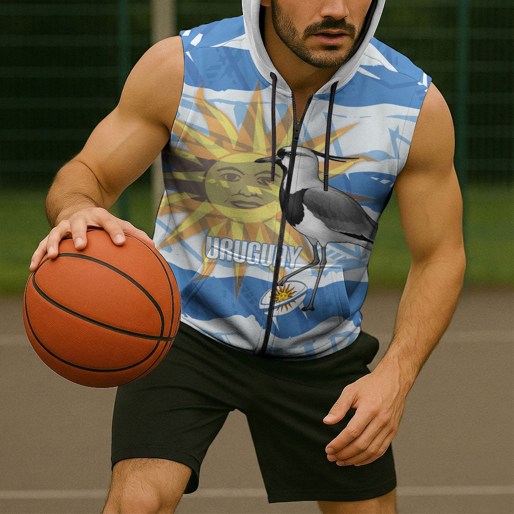 Custom Uruguay Rugby 2026 Sleeveless Zip Hoodie Sun Of May and Lapwing