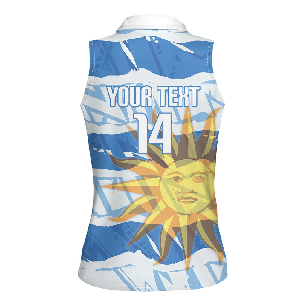 Custom Uruguay Rugby 2026 Women Sleeveless Polo Shirt Sun Of May and Lapwing