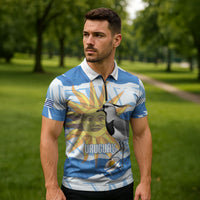 Custom Uruguay Rugby 2026 Zipper Polo Shirt Sun Of May and Lapwing
