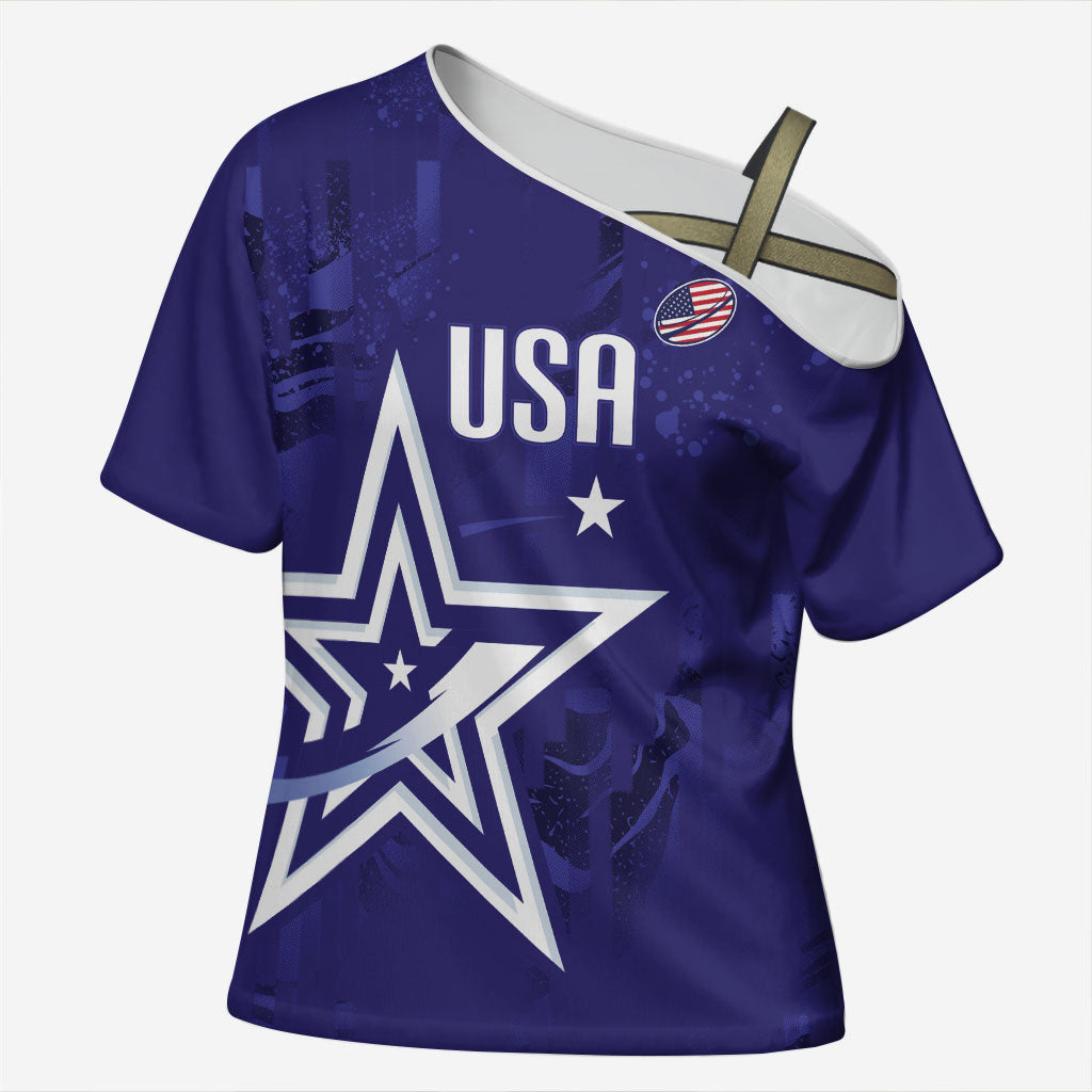Custom United States Rugby 2026 Cross Shoulder Shirt Go USA Star Symbol