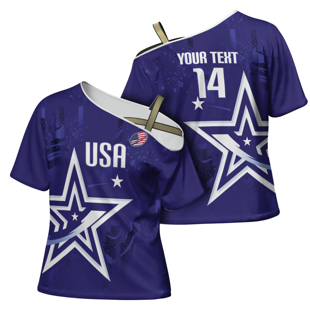 Custom United States Rugby 2026 Cross Shoulder Shirt Go USA Star Symbol