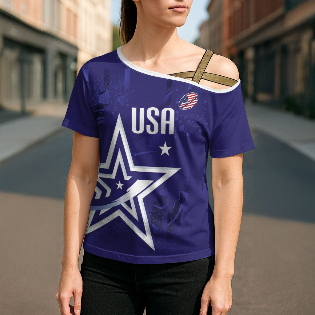 Custom United States Rugby 2026 Cross Shoulder Shirt Go USA Star Symbol