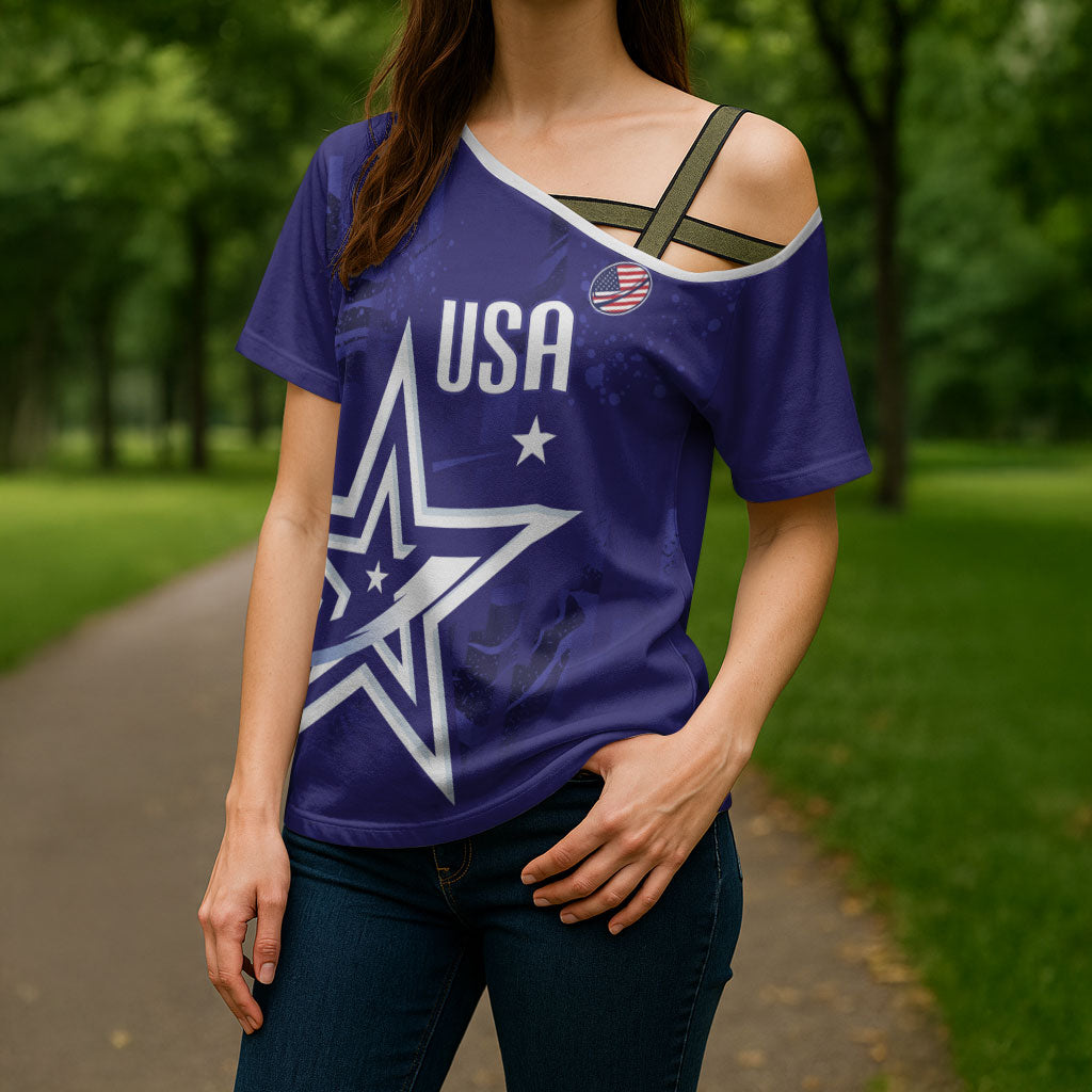 Custom United States Rugby 2026 Cross Shoulder Shirt Go USA Star Symbol