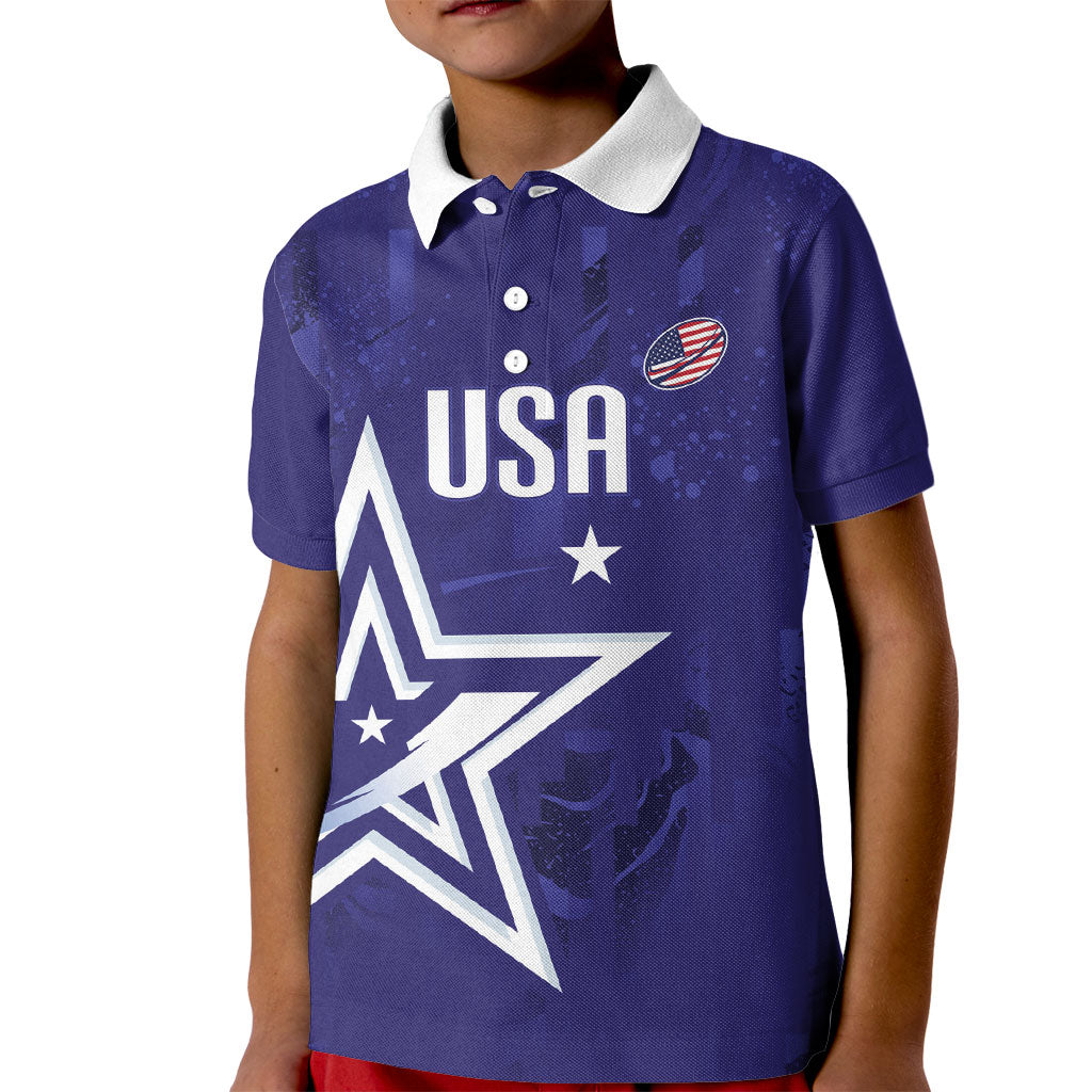 Custom United States Rugby 2026 Kid Polo Shirt Go USA Star Symbol