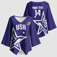 Custom United States Rugby 2026 Kimono Sleeve Blouse Go USA Star Symbol