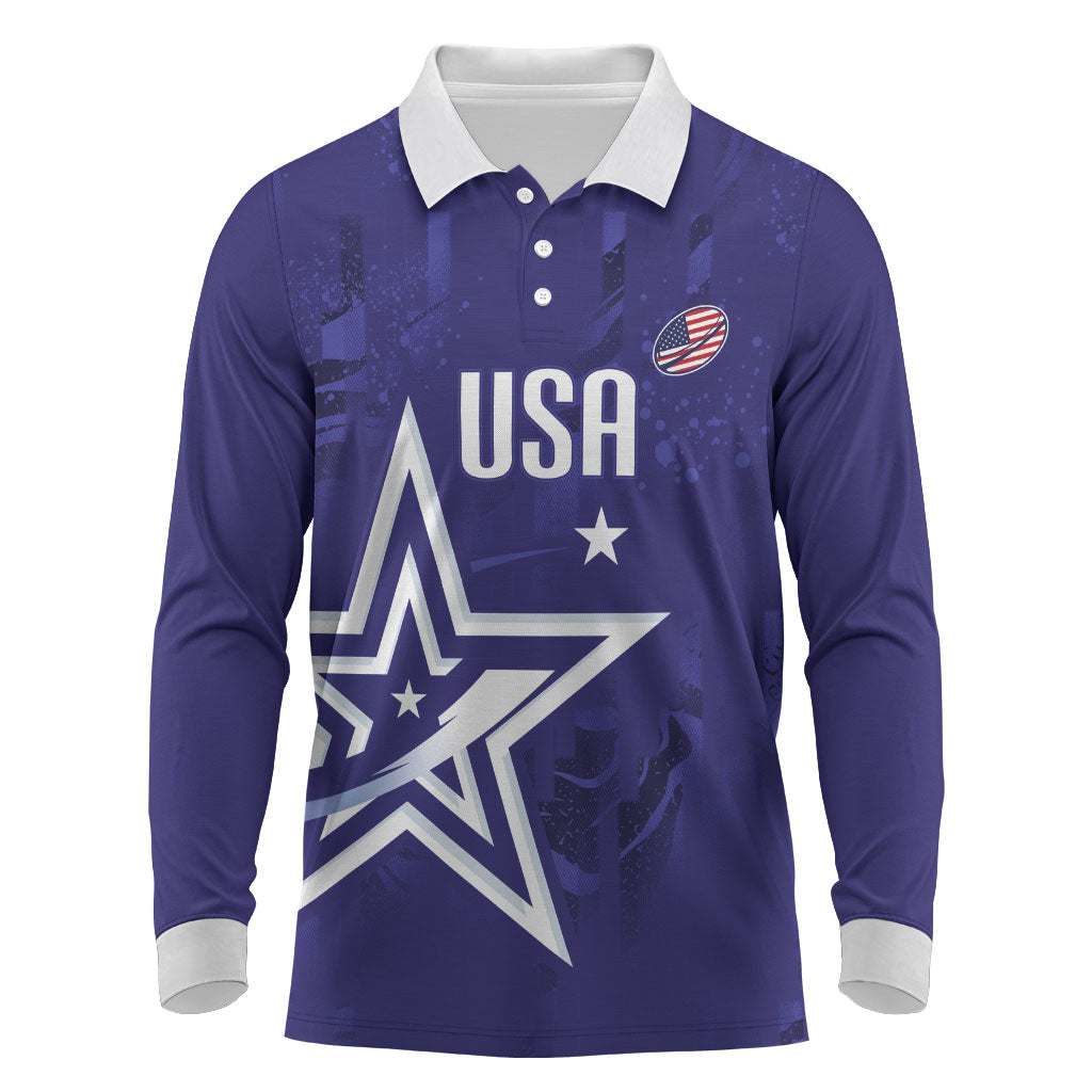 Custom United States Rugby 2026 Long Sleeve Polo Shirt Go USA Star Symbol