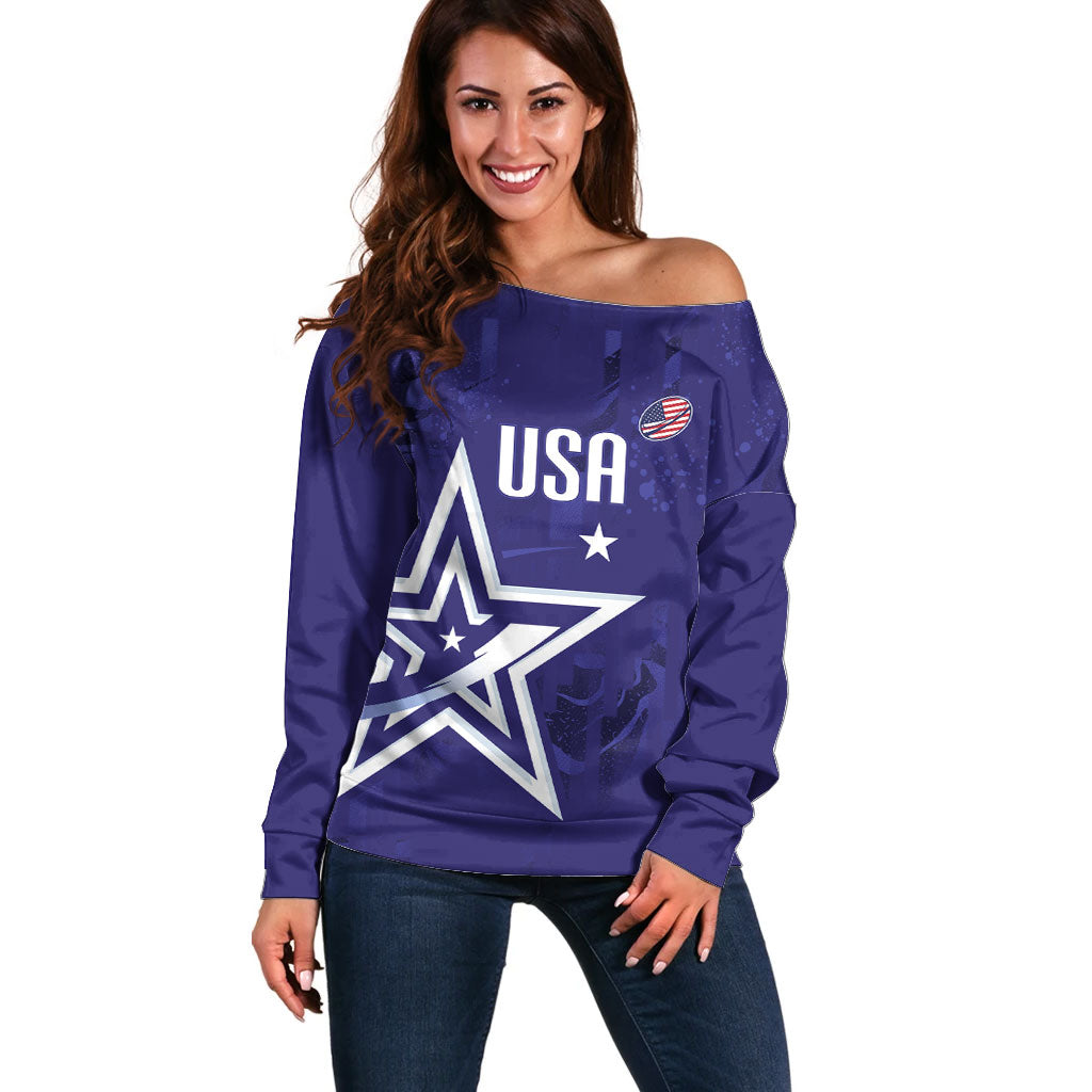 Custom United States Rugby 2026 Off Shoulder Sweater Go USA Star Symbol