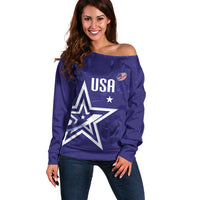 Custom United States Rugby 2026 Off Shoulder Sweater Go USA Star Symbol