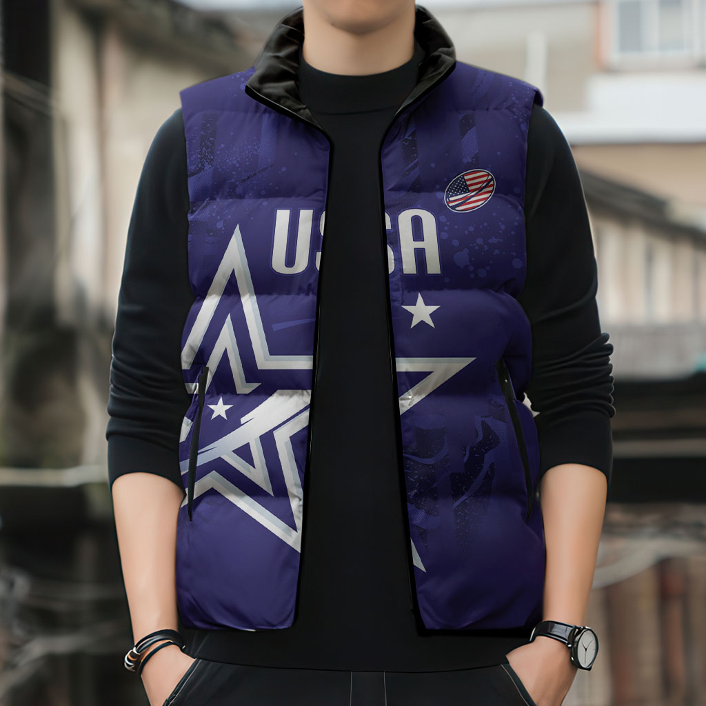Custom United States Rugby 2026 Sleeveless Puffer Jacket Go USA Star Symbol