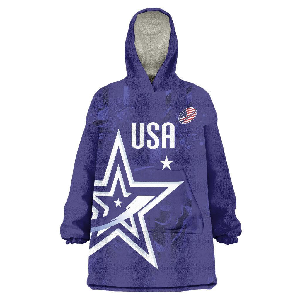 Custom United States Rugby 2026 Wearable Blanket Hoodie Go USA Star Symbol