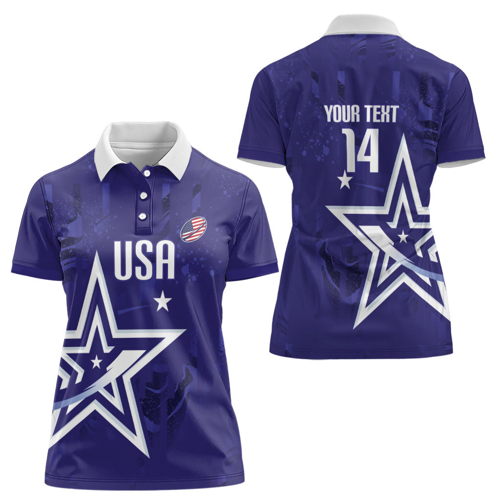 Custom United States Rugby 2026 Women Polo Shirt Go USA Star Symbol