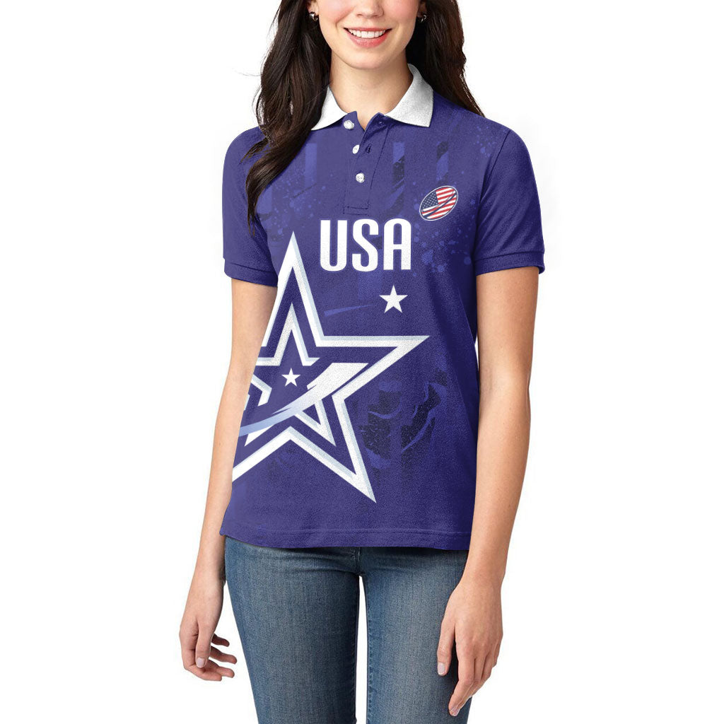 Custom United States Rugby 2026 Women Polo Shirt Go USA Star Symbol