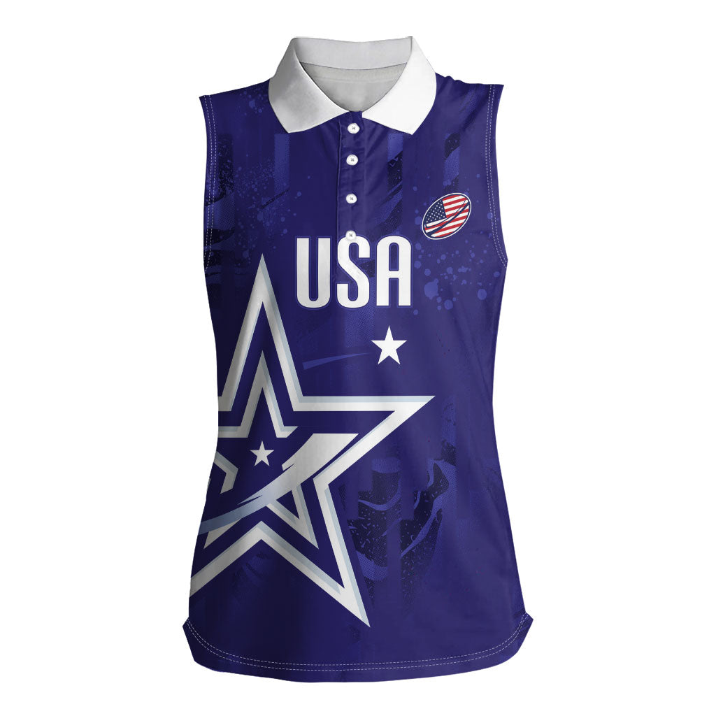 Custom United States Rugby 2026 Women Sleeveless Polo Shirt Go USA Star Symbol