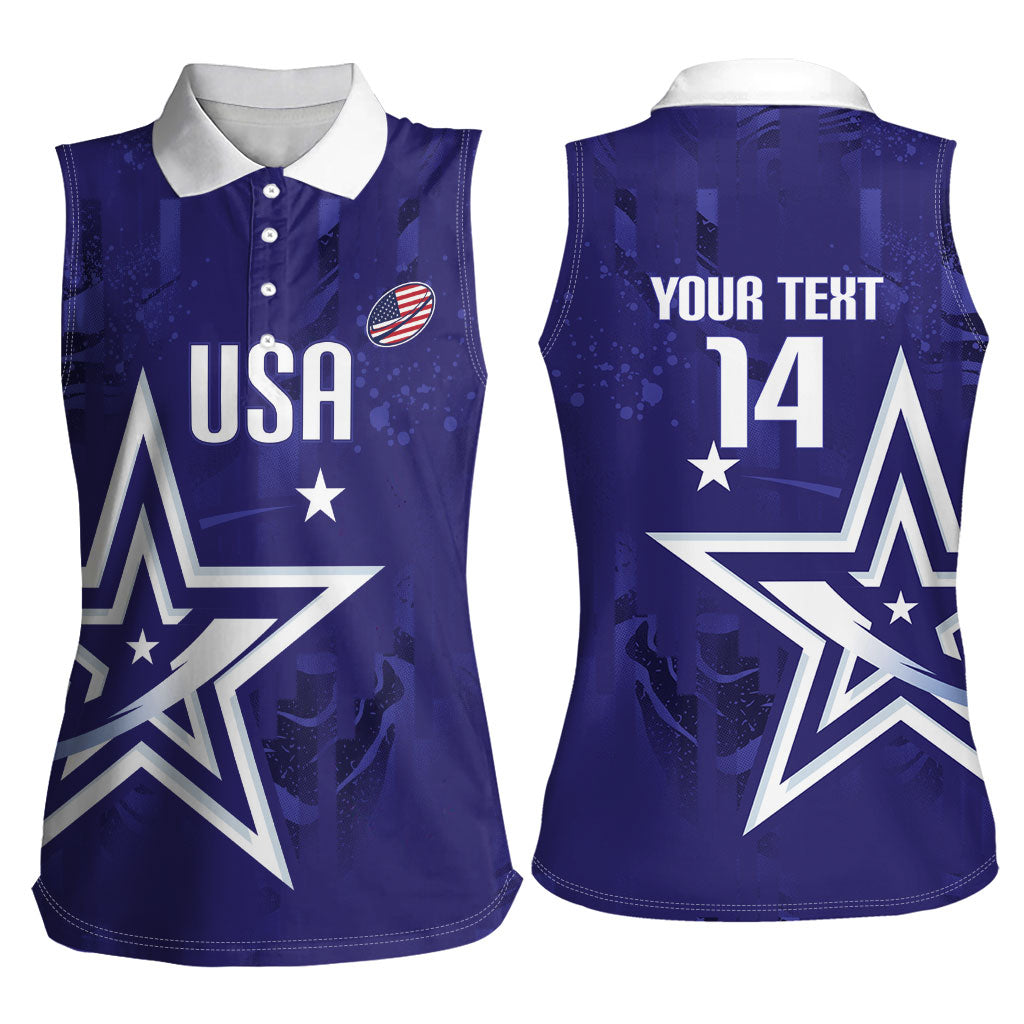 Custom United States Rugby 2026 Women Sleeveless Polo Shirt Go USA Star Symbol