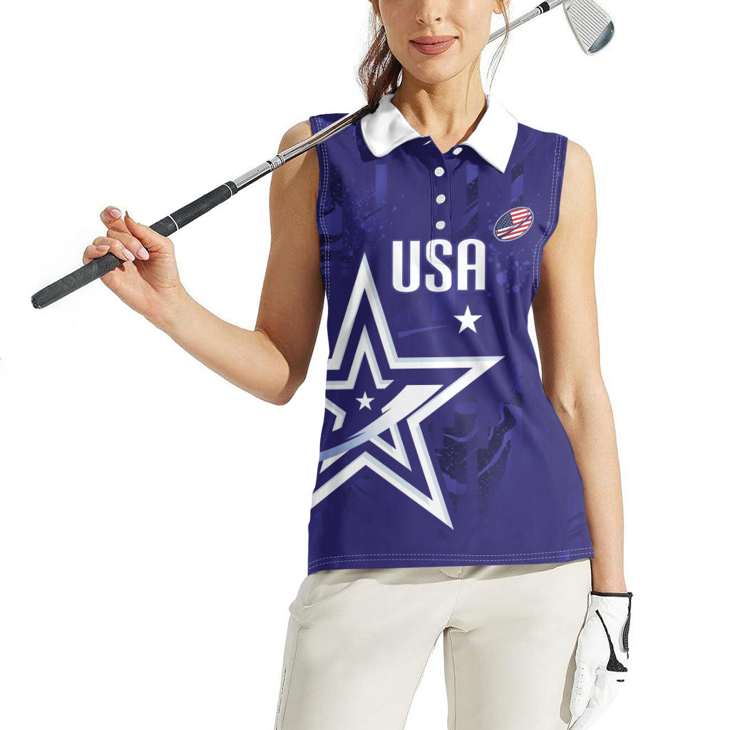 Custom United States Rugby 2026 Women Sleeveless Polo Shirt Go USA Star Symbol