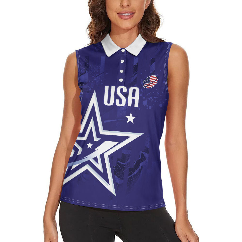 Custom United States Rugby 2026 Women Sleeveless Polo Shirt Go USA Star Symbol