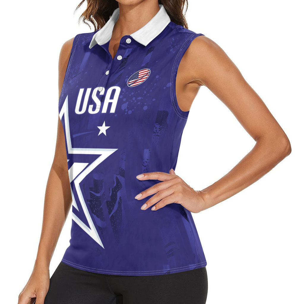 Custom United States Rugby 2026 Women Sleeveless Polo Shirt Go USA Star Symbol