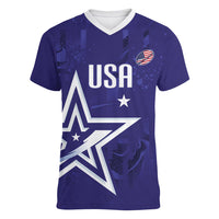Custom United States Rugby 2026 Women V-Neck T-Shirt Go USA Star Symbol