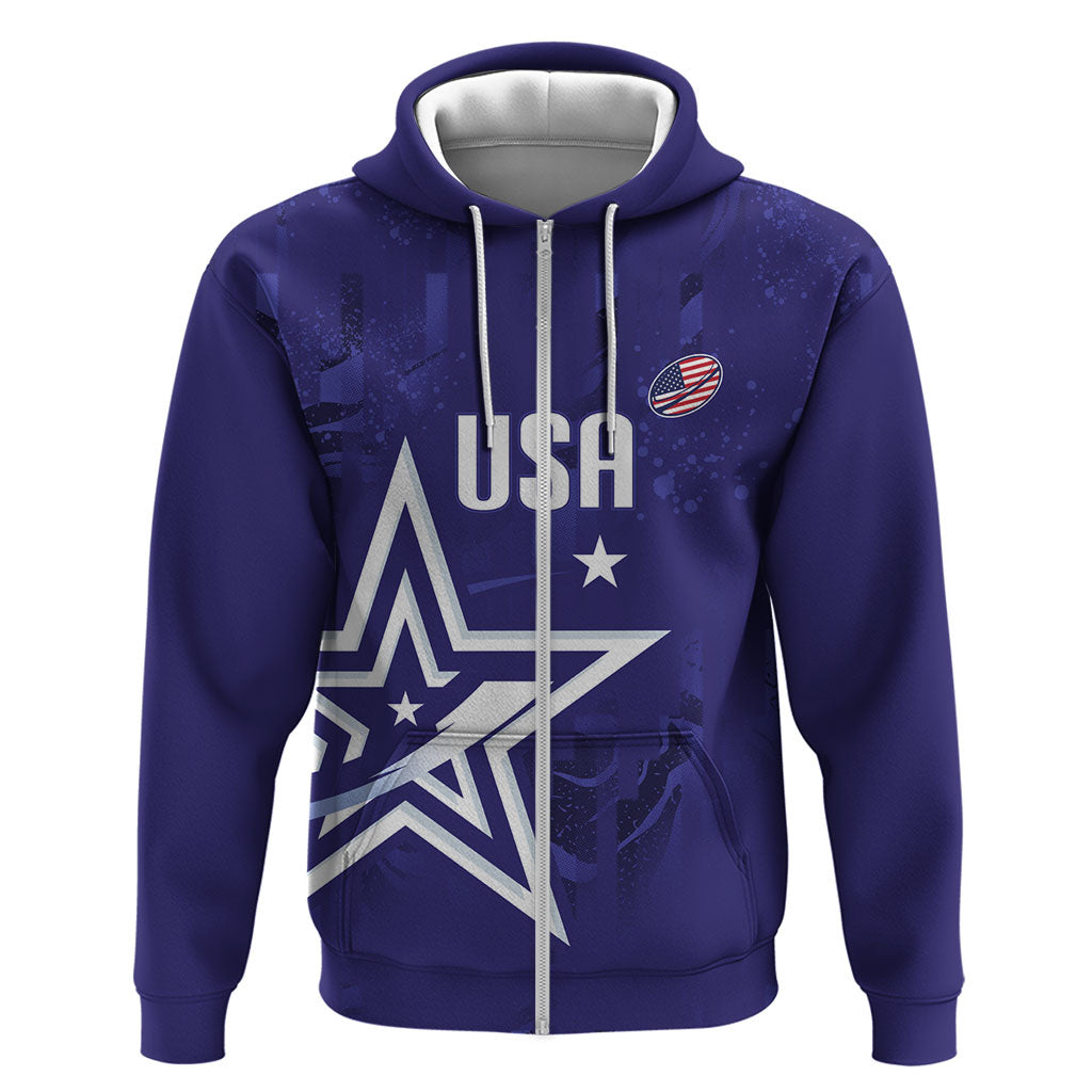 Custom United States Rugby 2026 Zip Hoodie Go USA Star Symbol