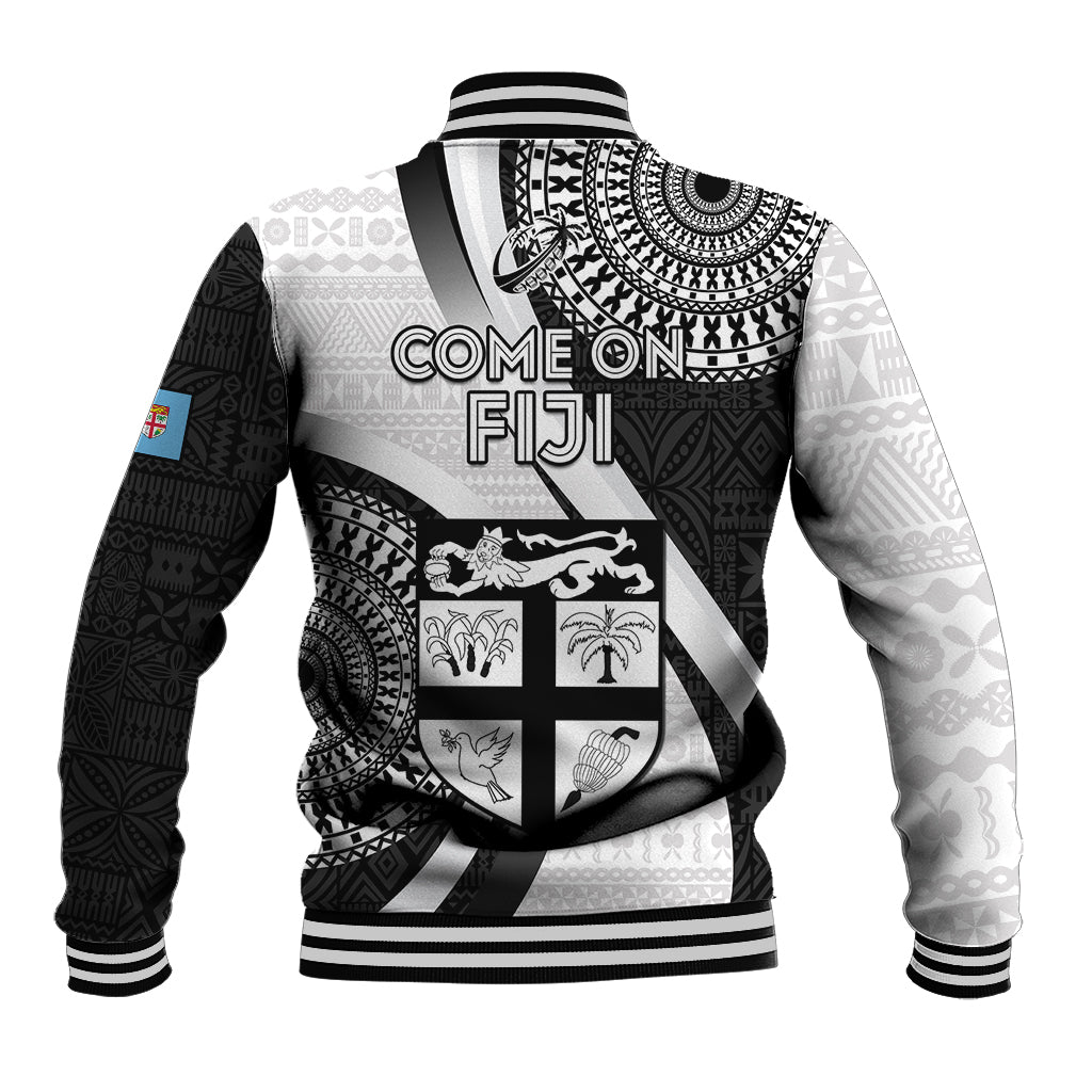 Fiji Rugby Baseball Jacket World Cup 2023 Go Champions Fijian Tapa Black Version - Wonder Print Shop