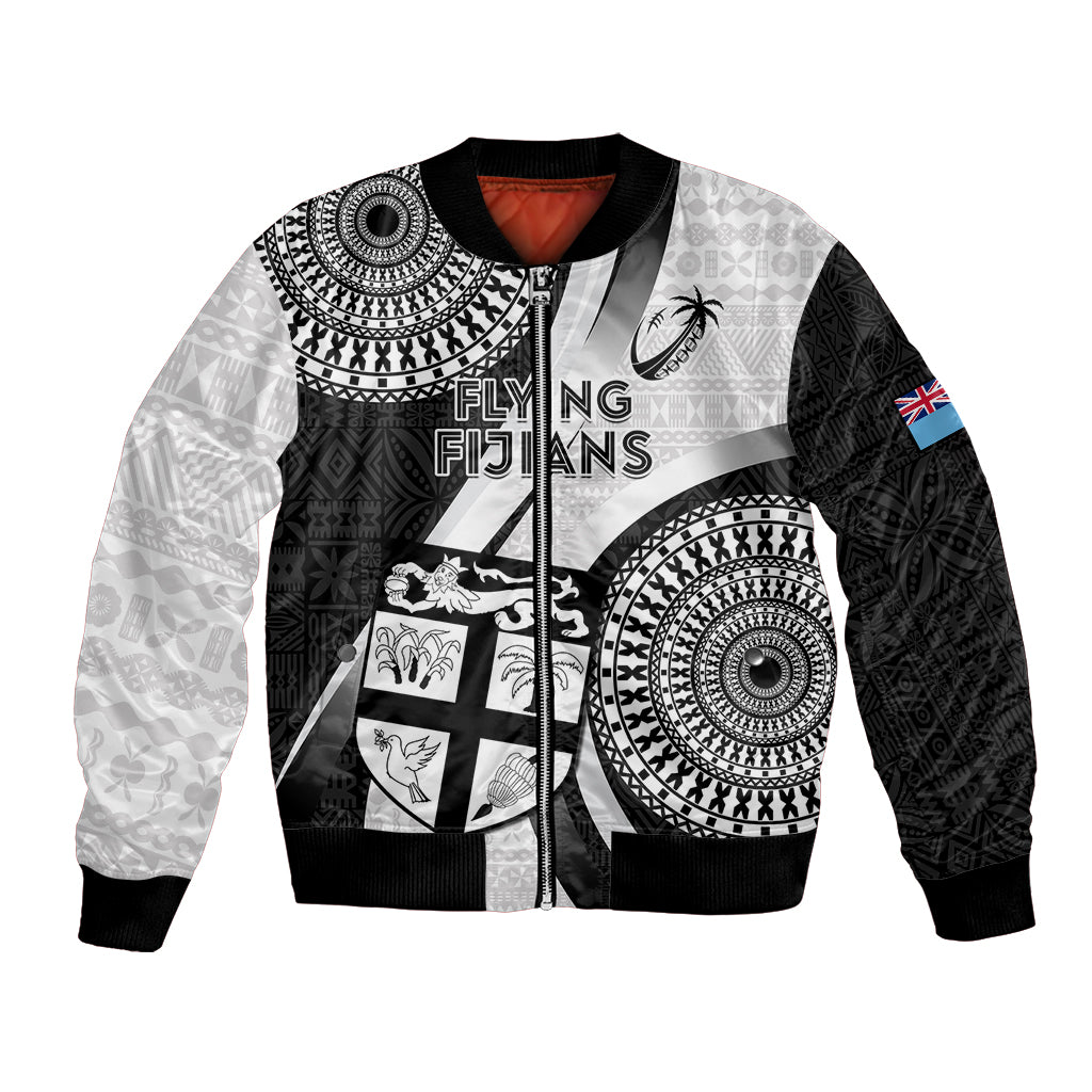 Fiji Rugby Bomber Jacket World Cup 2023 Go Champions Fijian Tapa Black Version - Wonder Print Shop
