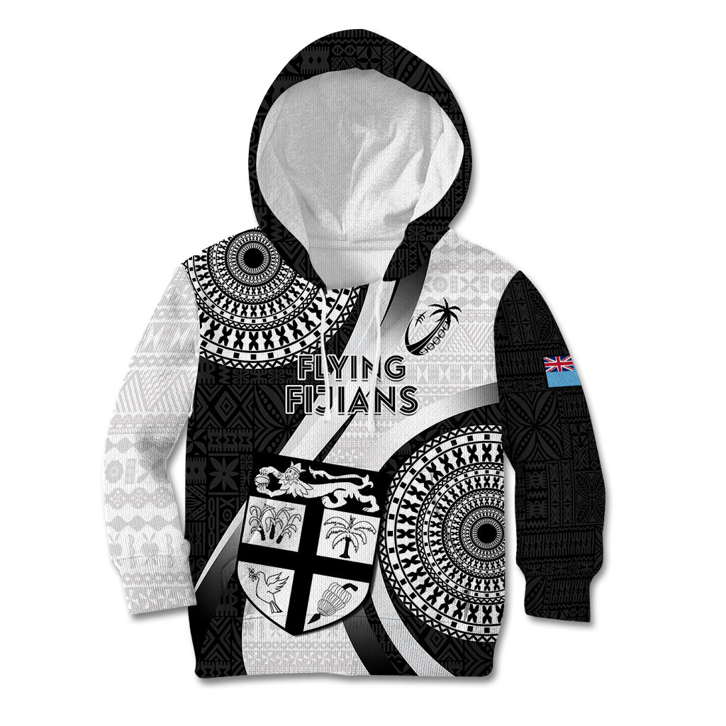 Fiji Rugby Kid Hoodie World Cup 2023 Go Champions Fijian Tapa Black Version - Wonder Print Shop