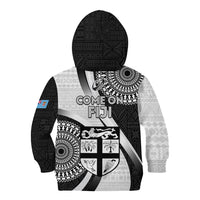 Fiji Rugby Kid Hoodie World Cup 2023 Go Champions Fijian Tapa Black Version - Wonder Print Shop