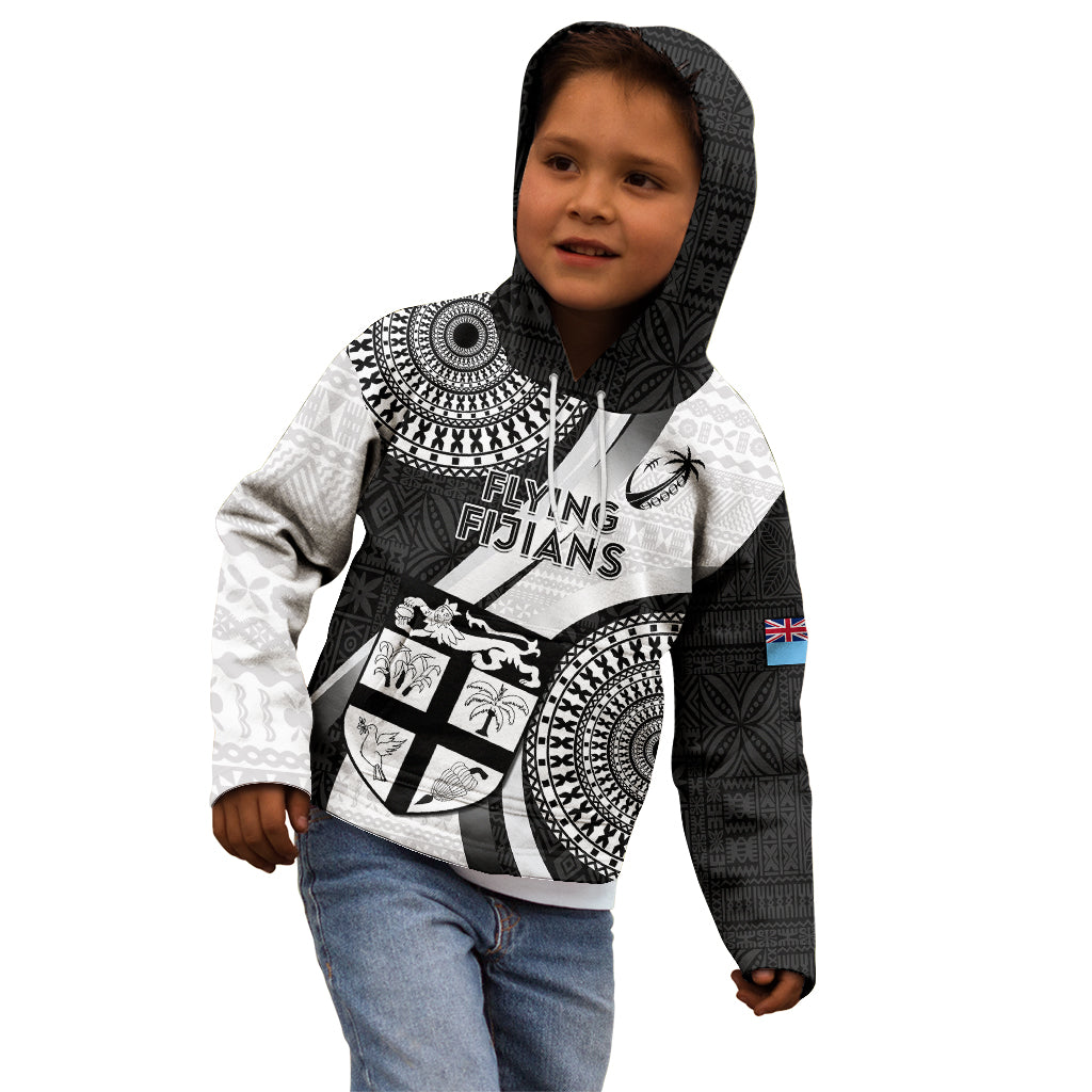 Fiji Rugby Kid Hoodie World Cup 2023 Go Champions Fijian Tapa Black Version - Wonder Print Shop