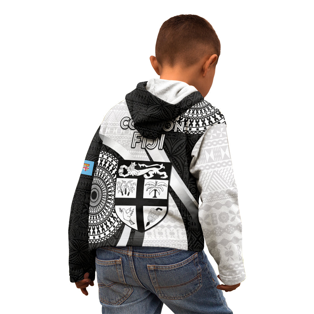 Fiji Rugby Kid Hoodie World Cup 2023 Go Champions Fijian Tapa Black Version - Wonder Print Shop