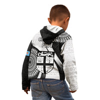 Fiji Rugby Kid Hoodie World Cup 2023 Go Champions Fijian Tapa Black Version - Wonder Print Shop