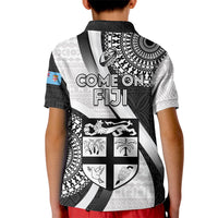 Fiji Rugby Kid Polo Shirt World Cup 2023 Go Champions Fijian Tapa Black Version - Wonder Print Shop