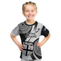 Fiji Rugby Kid T Shirt World Cup 2023 Go Champions Fijian Tapa Black Version - Wonder Print Shop