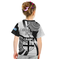 Fiji Rugby Kid T Shirt World Cup 2023 Go Champions Fijian Tapa Black Version - Wonder Print Shop