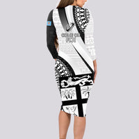 Fiji Rugby Long Sleeve Bodycon Dress World Cup 2023 Go Champions Fijian Tapa Black Version - Wonder Print Shop