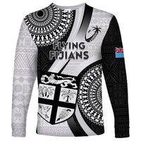 Fiji Rugby Long Sleeve Shirt World Cup 2023 Go Champions Fijian Tapa Black Version - Wonder Print Shop