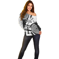 Fiji Rugby Off Shoulder Sweater World Cup 2023 Go Champions Fijian Tapa Black Version - Wonder Print Shop