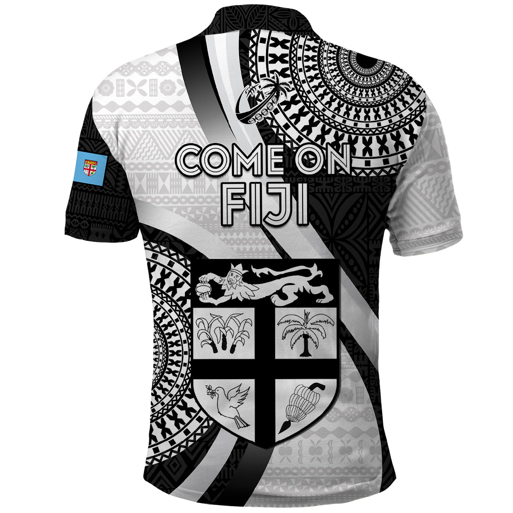 Fiji Rugby Polo Shirt World Cup 2023 Go Champions Fijian Tapa Black Version - Wonder Print Shop