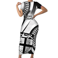 Fiji Rugby Short Sleeve Bodycon Dress World Cup 2023 Go Champions Fijian Tapa Black Version - Wonder Print Shop
