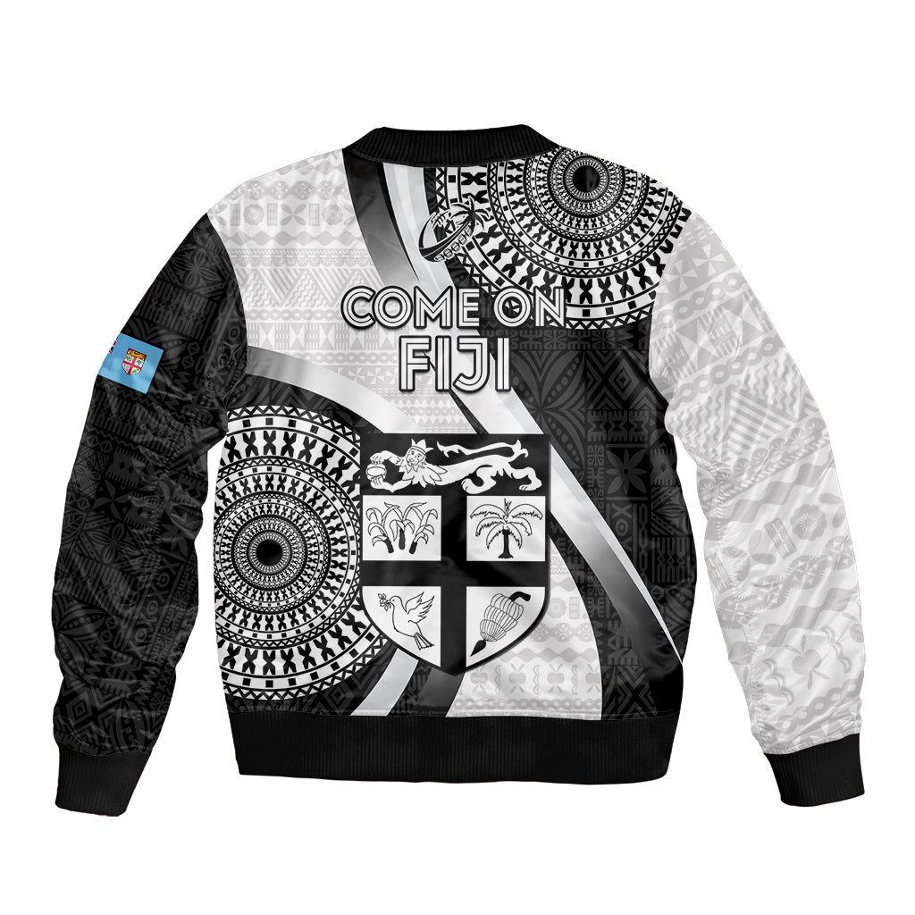 Fiji Rugby Sleeve Zip Bomber Jacket World Cup 2023 Go Champions Fijian Tapa Black Version - Wonder Print Shop