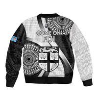 Fiji Rugby Sleeve Zip Bomber Jacket World Cup 2023 Go Champions Fijian Tapa Black Version - Wonder Print Shop